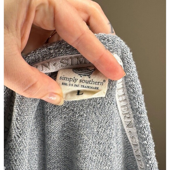 Simply Southern Inside Out Crewneck Sweatshirt Light Blue Good Vibes Daisy Large - Picture 5 of 8